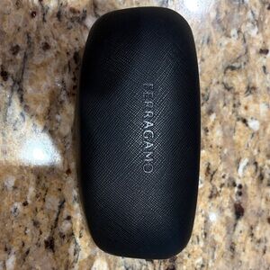 Salvatore Ferragamo Black Textured Eyewear Case with Red Card